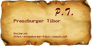 Preszburger Tibor névjegykártya